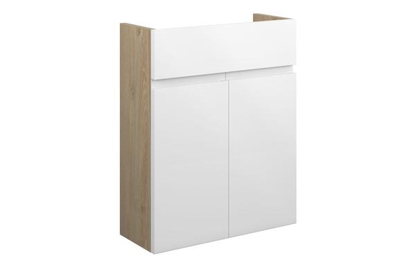Clarence 500mm Slim Basin Unit - White Gloss (Oak Cab)